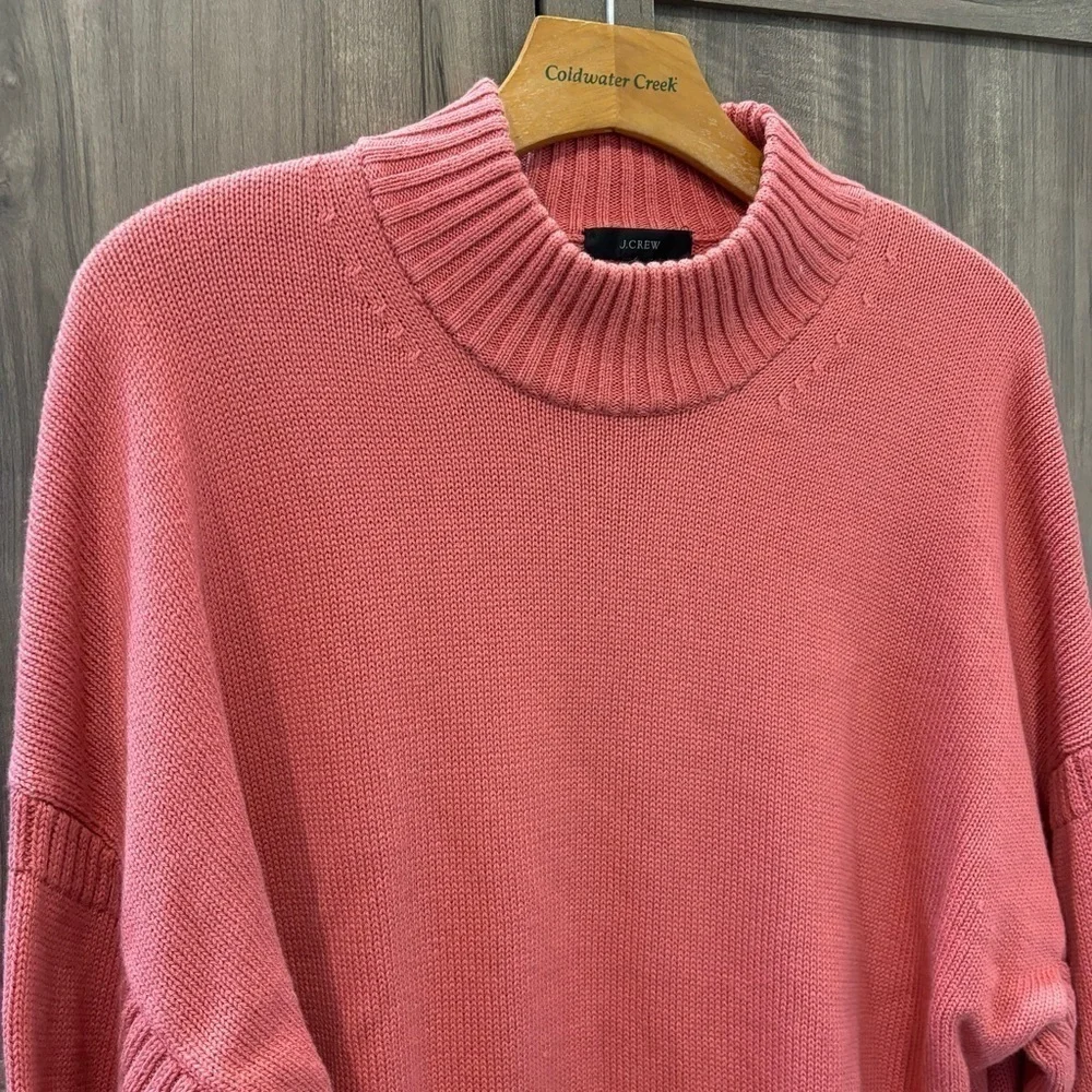 J.Crew X‎ Cotton Cashmere Patch Pocket Mock-neck Sweater Pink